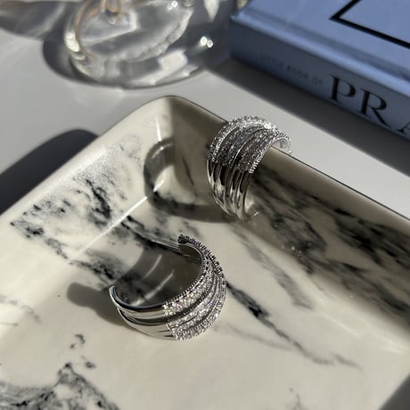stone silver hoop pierce