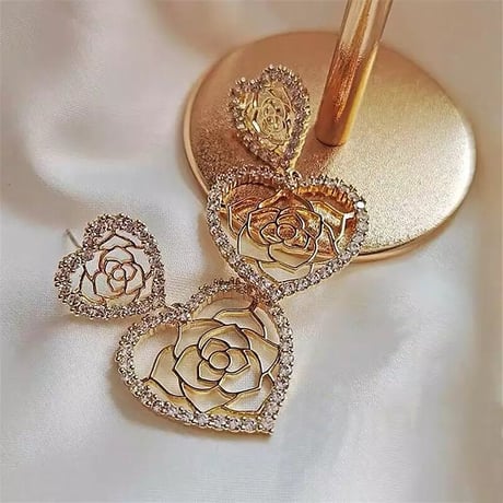 double heart × rose pierce