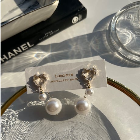 heart × pearl 2way pierce