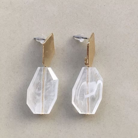 metal gold clear marble  pierce