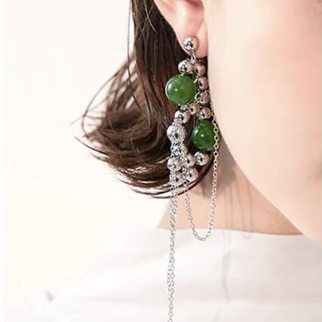 green × silver bowl chain pierce