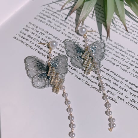 embroidery butterfly long  pierce