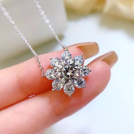 zirconia flower stone necklace