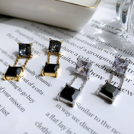 black stone square chain  pierce