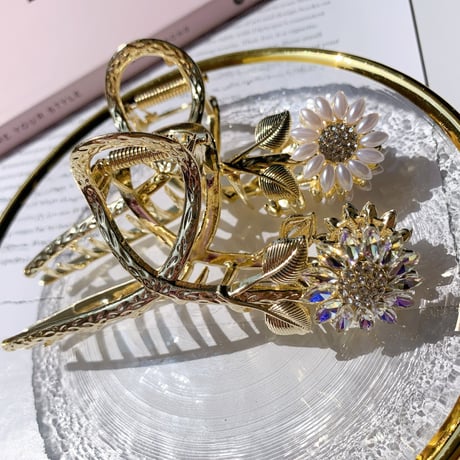 flower long hair clip