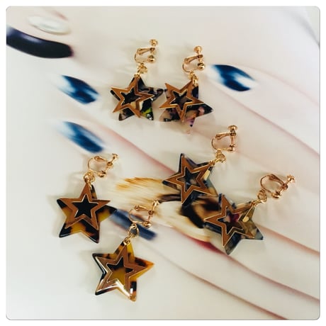 star gold marble plate earring