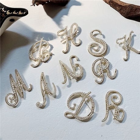 alphabet pearl brooch