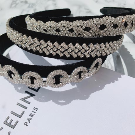stone × velvet hair band