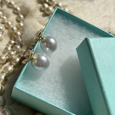 shell flower pearl catch 2way pierce