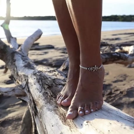 summer silver sea star anklet