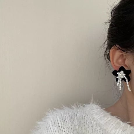 felt flower pearl tassel pierce