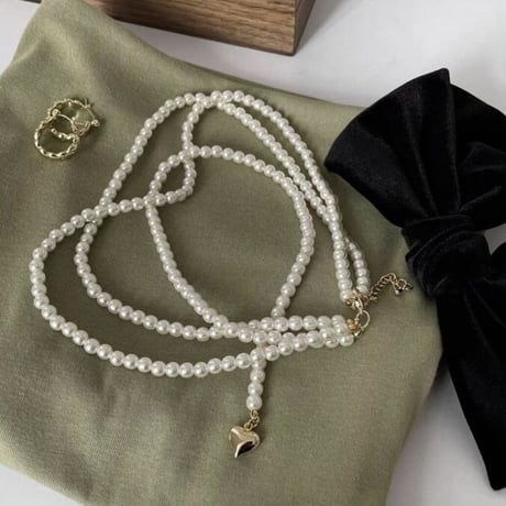 pearl × heart necklace