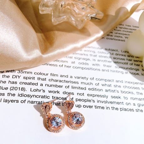 heart × zirconia pink gold pierce
