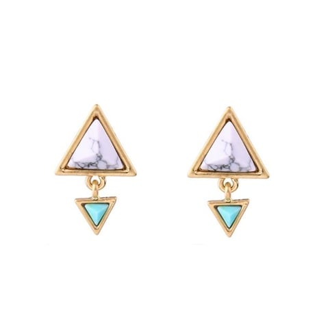 marble  turquoise triangle  pierce
