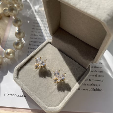 heart stone pearl mini pierce
