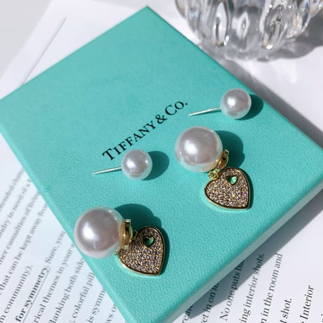 heart double  pearl catch pierce
