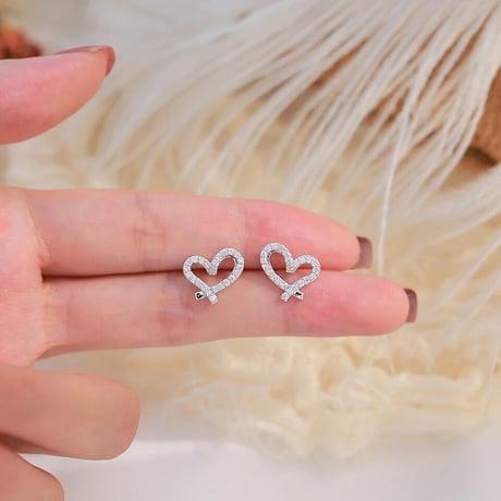 heart stone silver mini pierce