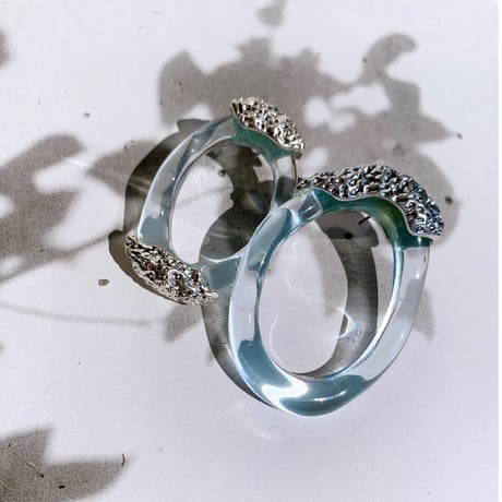 clear × silver loop pierce