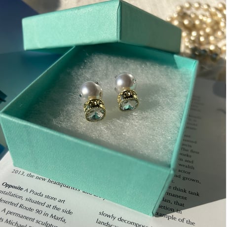 square stone dot pearl catch pierce