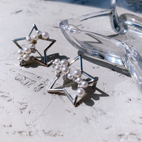 star half pearl stone pierce