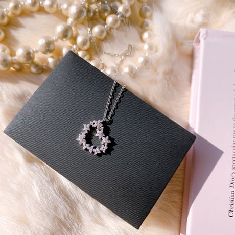 flower stone heart necklace