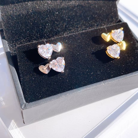 double heart mini pierce