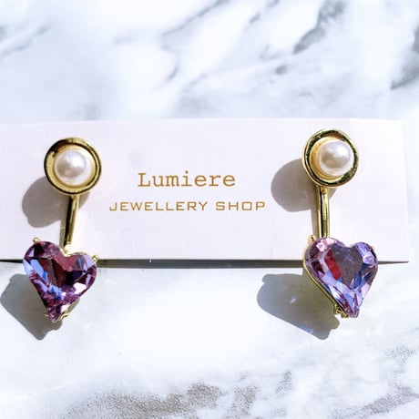 purple heart × pearl 2way pierce