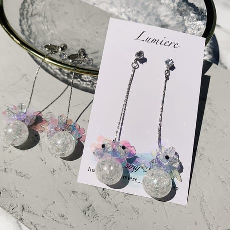 glas bowl × span flower long pierce/earring