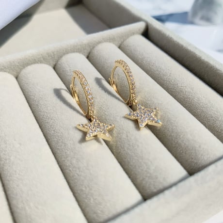 gold star  stone loop pierce