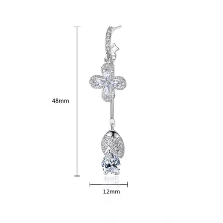 flower × drop stone long loop pierce