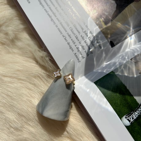 double shell flower open ring