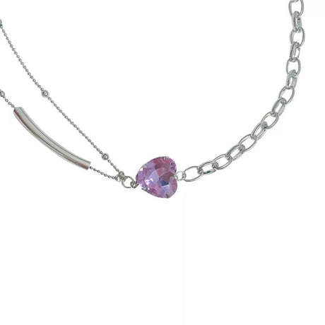 heart stone silver chain necklace