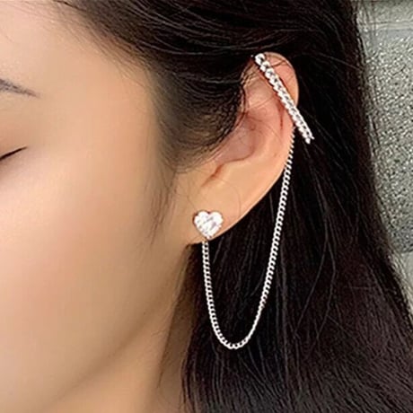 ear cuffs +  chain heart pierce