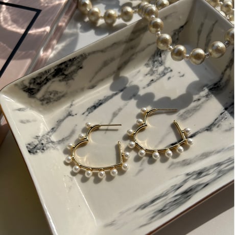 pearl × heart hoop pierce