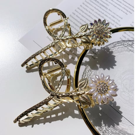 flower long hair clip