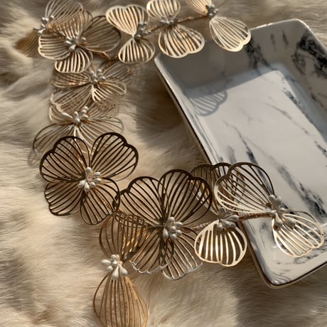 gold flower see-through long hair accessory