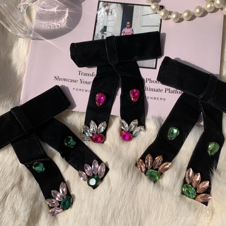 bijou ribbon hair pin