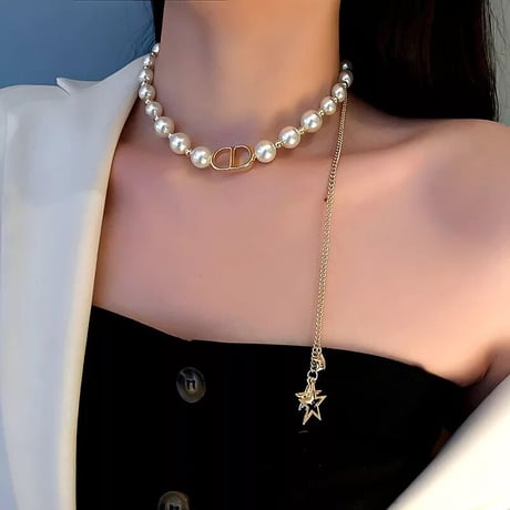 pearl star chain necklace