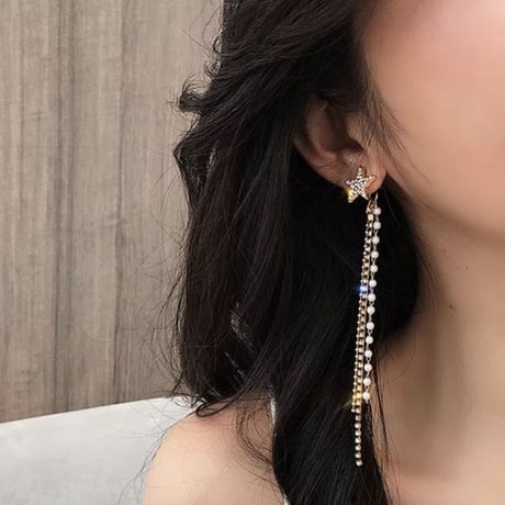 star × stone pearl long pierce