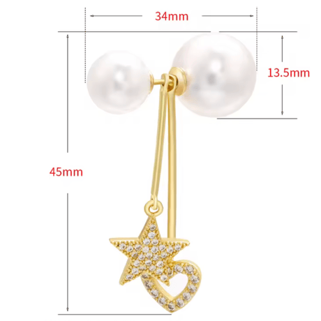 star × heart pearl catch pierce （片耳用）