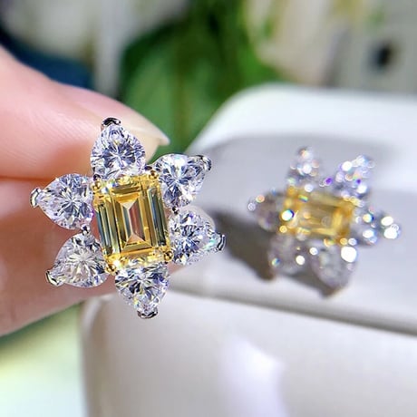 zirconia flower yellow stone pierce