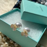 shell flower pearl catch 2way pierce