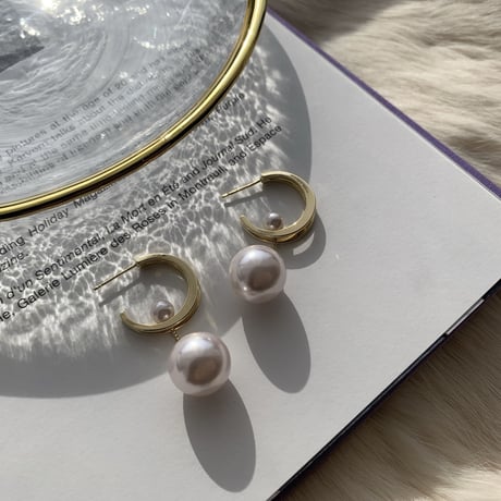 double pearl chain hoop pierce