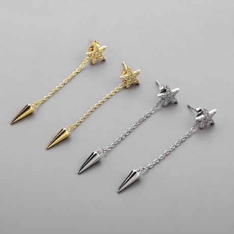 star × studs chain 2way pierce