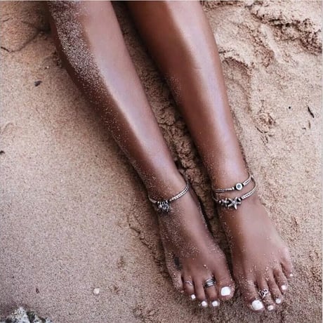 summer silver sea star anklet