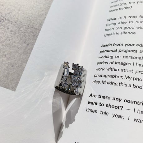 silver rent stone open ring