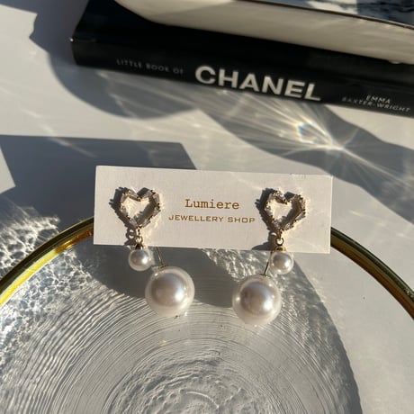 heart × pearl 2way pierce