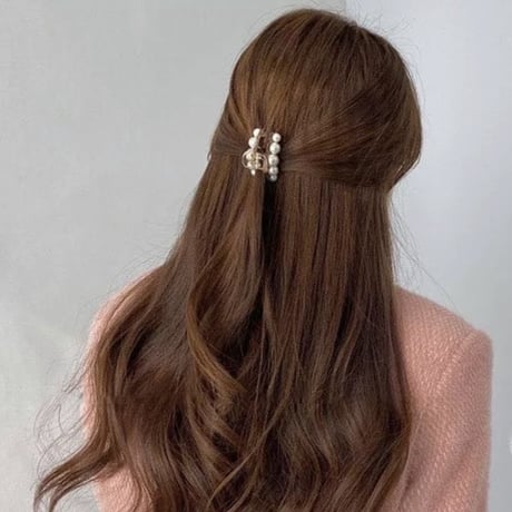 clear pearl hair clip　3