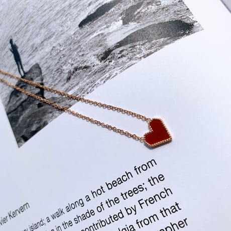 heart pink gold necklace