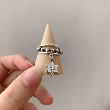 silver925 star charm chain ring